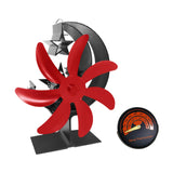 Maxbell Fireplace Fan Decoration Gadget Practical Metal for Stoves Fireplace Red