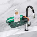 Maxbell Faucet Drain Rack Dish Cloth Hanger Accessories for Kitchen Sinks Rag Soap dark green