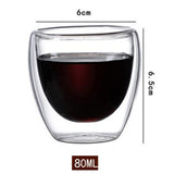 Maxbell 6x Double Walled Glass Coffee Cups Clear 80ml for coffee Cappuccinos
