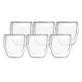 Maxbell 6x Double Walled Glass Coffee Cups Clear 80ml for coffee Cappuccinos
