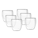 Maxbell 6x Double Walled Glass Coffee Cups Clear 80ml for coffee Cappuccinos