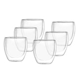 Maxbell 6x Double Walled Glass Coffee Cups Clear 80ml for coffee Cappuccinos