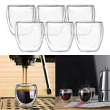 Maxbell 6x Double Walled Glass Coffee Cups Clear 80ml for coffee Cappuccinos