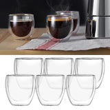 Maxbell 6x Double Walled Glass Coffee Cups Clear 80ml for coffee Cappuccinos