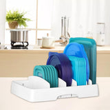 Maxbell Lid Organizer Dish Drainer Expandable Adjustable Draining for Food Container white