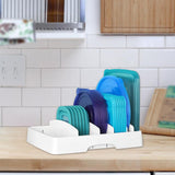 Maxbell Lid Organizer Dish Drainer Expandable Adjustable Draining for Food Container white