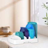 Maxbell Lid Organizer Dish Drainer Expandable Adjustable Draining for Food Container white