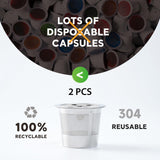 Maxbell 2 Pieces Reusable Coffee Pod Capsule Single Serve for Coffee Makers Five Single Holes