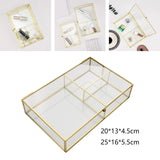 Maxbell Glass Display Box Treasure Trinket Storage Box for Dresser Bathroom Watch S