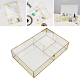 Maxbell Glass Display Box Treasure Trinket Storage Box for Dresser Bathroom Watch L