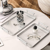 Maxbell Serving Trays Multi Purpose Tableware Acrylic for Party Tabletop Bedroom Argent