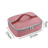 Maxbell Tote Insulated Food Container Portable Reusable for Kitchen Home Travel Pink with red