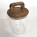 Maxbell Glass Storage Container Transparent Sealed Wooden Lid food tea 700ml