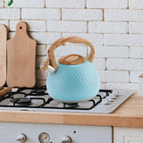 Maxbell Stainless Steel Whistle Kettle 3L Teapot for Induction Cooker Tea Room Home Blue
