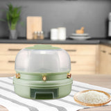Maxbell Rotating Rice Dispense Storage Jar Food Container for Kitchen Home Cabinet Green