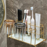Maxbell Toothbrush Holder Storage Rack Holder Removable Tray for Home Vanity White