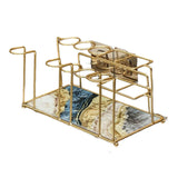 Maxbell Toothbrush Holder Storage Rack Holder Removable Tray for Home Vanity Blue and Gold