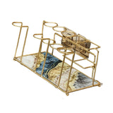 Maxbell Toothbrush Holder Storage Rack Holder Removable Tray for Home Vanity Blue and Gold