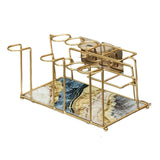 Maxbell Toothbrush Holder Storage Rack Holder Removable Tray for Home Vanity Blue and Gold