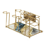 Maxbell Toothbrush Holder Storage Rack Holder Removable Tray for Home Vanity Blue and Gold