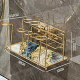 Maxbell Toothbrush Holder Storage Rack Holder Removable Tray for Home Vanity Blue and Gold
