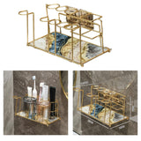 Maxbell Toothbrush Holder Storage Rack Holder Removable Tray for Home Vanity Blue and Gold