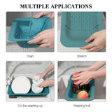 Maxbell Maxbell 2Pcs Extendable Strainer Basket Storage Rack Hanging Shelf for Pasta Fruits Grey and Green