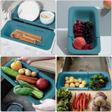 Maxbell Maxbell 2Pcs Extendable Strainer Basket Storage Rack Hanging Shelf for Pasta Fruits Grey and Green
