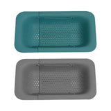 Maxbell Maxbell 2Pcs Extendable Strainer Basket Storage Rack Hanging Shelf for Pasta Fruits Grey and Green