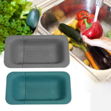 Maxbell Maxbell 2Pcs Extendable Strainer Basket Storage Rack Hanging Shelf for Pasta Fruits Grey and Green