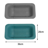 Maxbell Maxbell 2Pcs Extendable Strainer Basket Storage Rack Hanging Shelf for Pasta Fruits Grey and Green