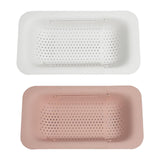 Maxbell Maxbell 2Pcs Extendable Strainer Basket Storage Rack Hanging Shelf for Pasta Fruits White and Pink