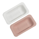 Maxbell Maxbell 2Pcs Extendable Strainer Basket Storage Rack Hanging Shelf for Pasta Fruits White and Pink