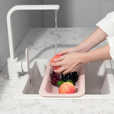 Maxbell Maxbell 2Pcs Extendable Strainer Basket Storage Rack Hanging Shelf for Pasta Fruits White and Pink