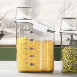 Maxbell Rice Barrel with Measuring Cups Grain Dispenser Household for Flour Rice White