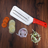 Maxbell Metal Vegetable Slicer Manual Cutter Stainless Steel for Onion Cabbage Red