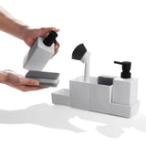 Maxbell Countertop Soap Dispenser with Sponge Holder Caddy Organizer Holder Non Slip White