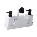 Maxbell Countertop Soap Dispenser with Sponge Holder Caddy Organizer Holder Non Slip White