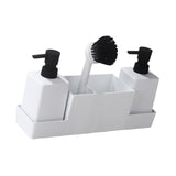 Maxbell Countertop Soap Dispenser with Sponge Holder Caddy Organizer Holder Non Slip White