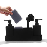 Maxbell Countertop Soap Dispenser with Sponge Holder Caddy Organizer Holder Non Slip Black