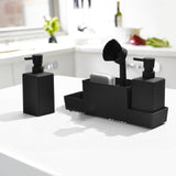 Maxbell Countertop Soap Dispenser with Sponge Holder Caddy Organizer Holder Non Slip Black