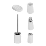 Maxbell 5Pcs Bathroom Sets Toothbrush Holder Cup Soap Dish for Dormitory Home Office White