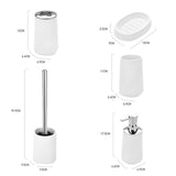 Maxbell 5Pcs Bathroom Sets Toothbrush Holder Cup Soap Dish for Dormitory Home Office White