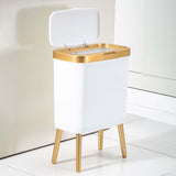 Maxbell Maxbell Creative Trash Can 15L Garbage Can Rubbish Bin with Lid for Bedroom Corner White