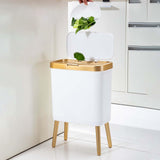 Maxbell Maxbell Creative Trash Can 15L Garbage Can Rubbish Bin with Lid for Bedroom Corner White