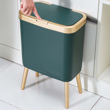 Maxbell Maxbell Creative Trash Can 15L Garbage Can Rubbish Bin with Lid for Bedroom Corner Green