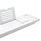 Maxbell Adjustable Premium Bamboo Bathtub Caddy Tray 29.53''~42.91'' Unique Gift White