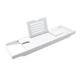 Maxbell Adjustable Premium Bamboo Bathtub Caddy Tray 29.53''~42.91'' Unique Gift White