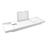 Maxbell Adjustable Premium Bamboo Bathtub Caddy Tray 29.53''~42.91'' Unique Gift White