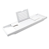 Maxbell Adjustable Premium Bamboo Bathtub Caddy Tray 29.53''~42.91'' Unique Gift White